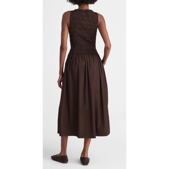 Madewell Melody Smocked Midi Dress Brown XS New With Tags - Picture 4 of 9